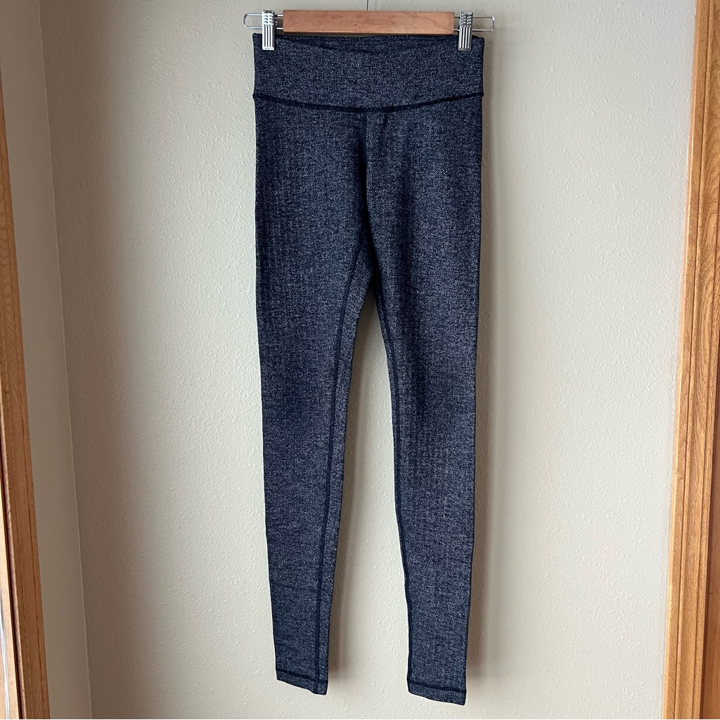 Lululemon Wunder Under Leggings Women’s Size 4 Gray Black Herringbone 31” Inseam